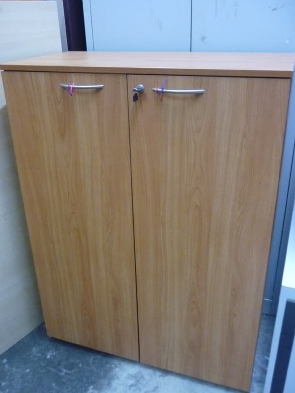 Used Office Furniture-Used 2 Door 4FT Solid Wood Office Filing Cabinet
